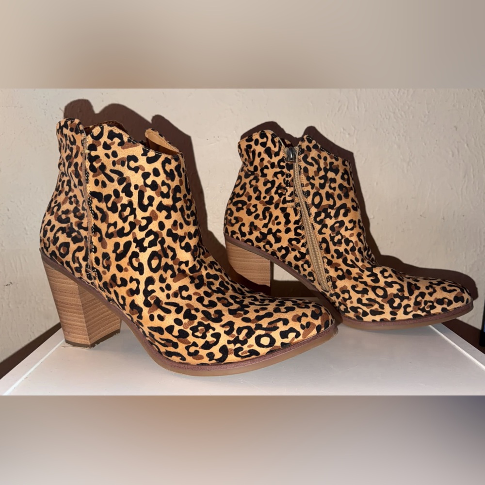 Maurices Tan Leopard Print Ankle Boots